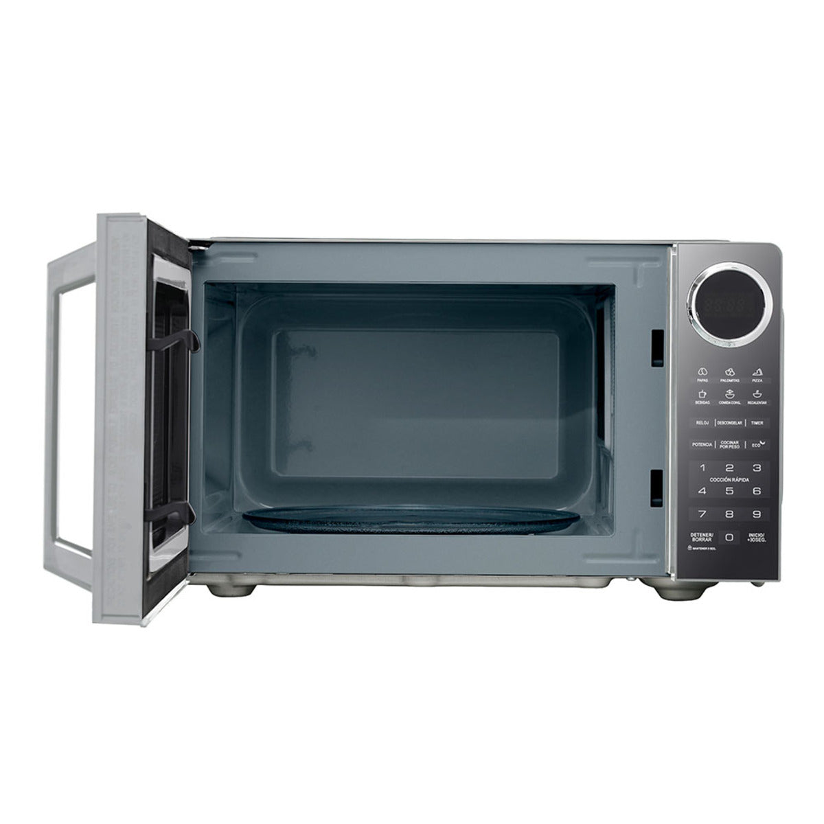 HORNO DE MICROONDAS MABE .09 PIES CUBICOS DISPLAY LED 10 NIVELES DE POTENCIA SILVER ESPEJO