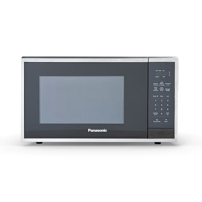 HORNO DE MICROONDAS PANASONIC 1.1 PIES CUBICOS, 7 MENUS, BLOQUEO NIÑOS, MARCO PLATEADO, GABINETE NEGRO.