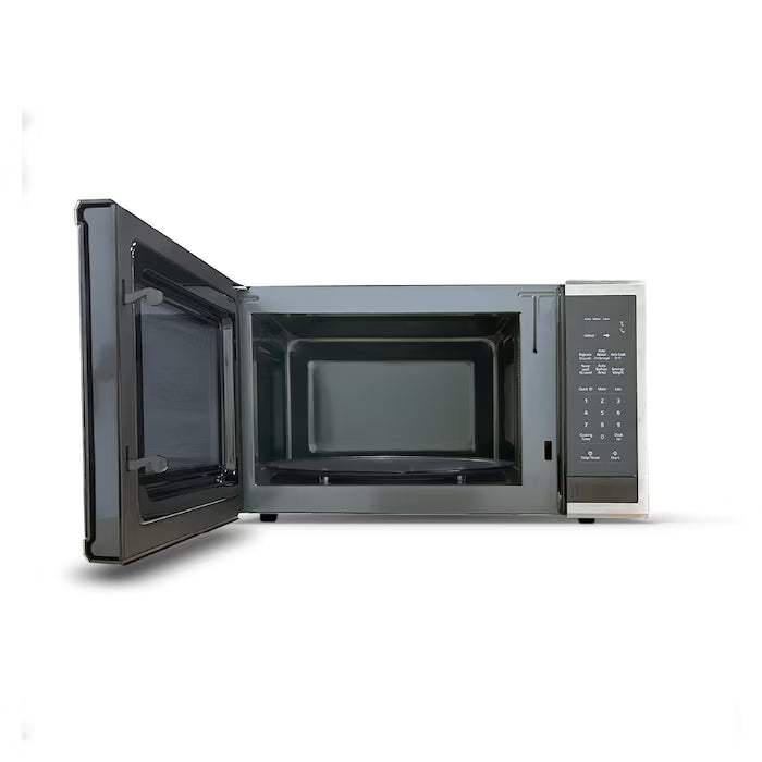 HORNO DE MICROONDAS PANASONIC 1.1 PIES CUBICOS, 7 MENUS, BLOQUEO NIÑOS, MARCO PLATEADO, GABINETE NEGRO.