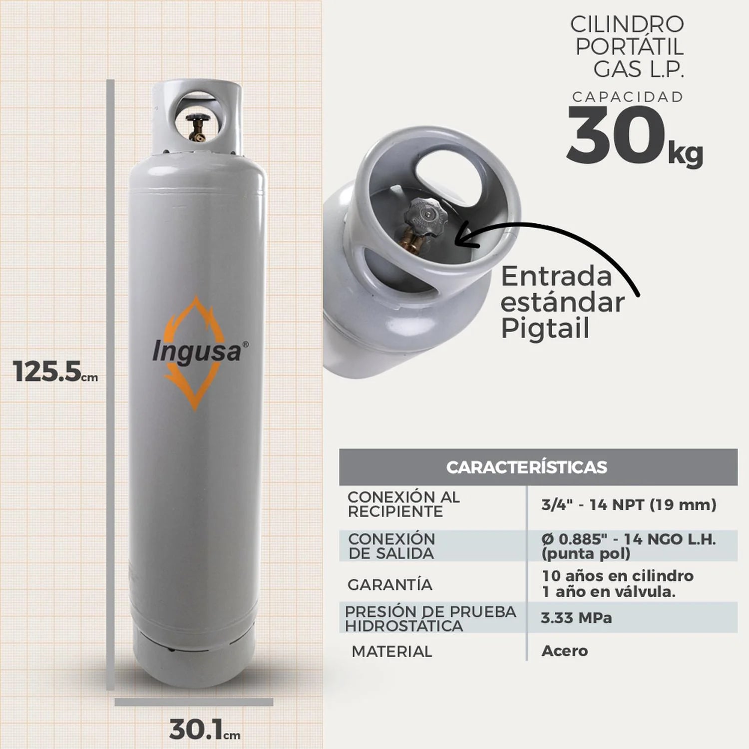 CILINDRO DE GAS DE 30KG.