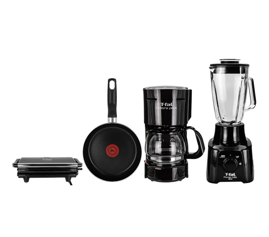 PAQUETE COMBO DESAYUNADOR T FAL LICUADORA PANINNI CAFETERA Y SARTEN