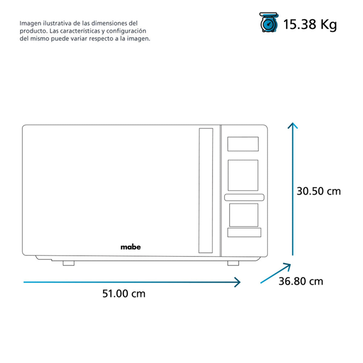 HORNO DE MICROONDAS MABE 1.1 PIES CUBICOS 10 NIVELES DE POTENCIA DISPLAY LED TOUCH GRIS