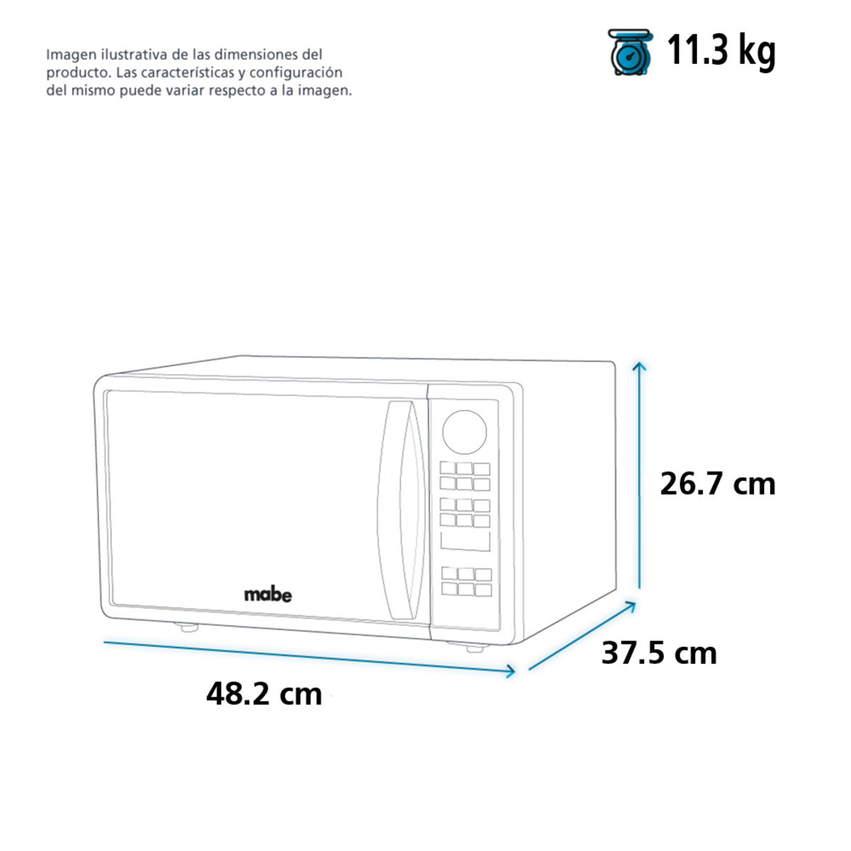 HORNO DE MICROONDAS MABE .09 PIES CUBICOS DISPLAY LED 10 NIVELES DE POTENCIA SILVER ESPEJO