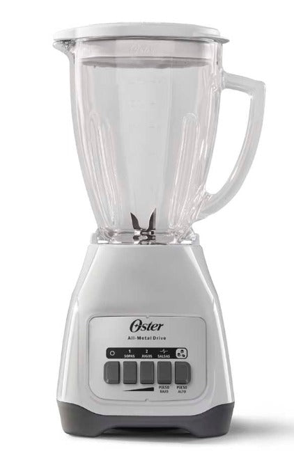 Licuadora Oster Kaliman blanca vaso cristal