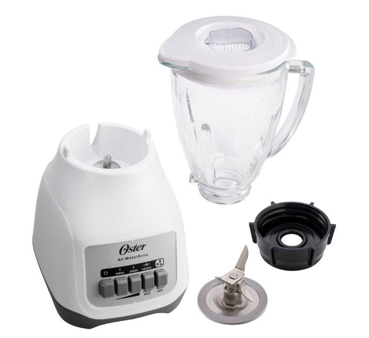 Licuadora Oster Kaliman blanca vaso cristal